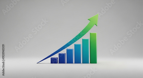 Financial Growth Bar Chart with Upward Arrow.