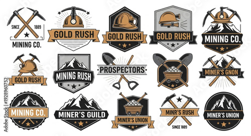 Vintage Mining Company Badges and Emblems Collection for Design.