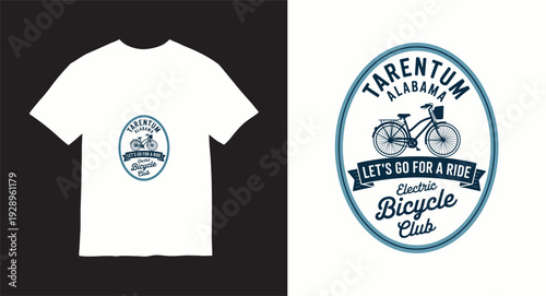 Vintage electric bicycle club emblem for tarentum alabama with retro bike illustration