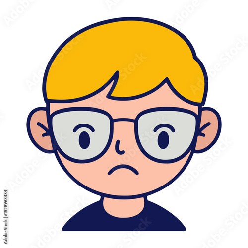 boy wearing glasses nerd face profile avatar flat color vector illustration template design