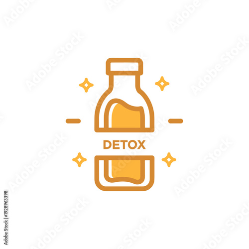 Detox Bottle Illustration with Sparkles for Cleanse and Wellness