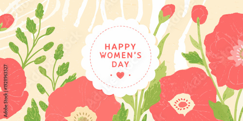 Floral illustration celebrates international women s day with red poppies