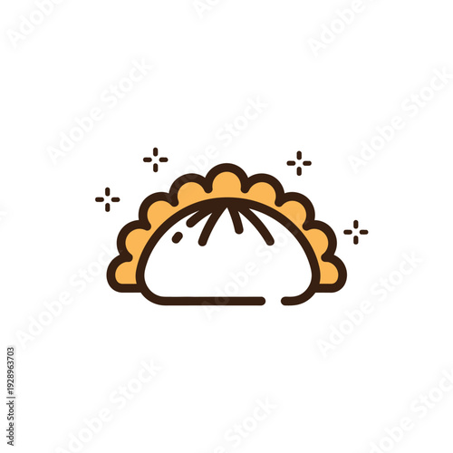 Cute Dumpling Cartoon Illustration Icon for Food