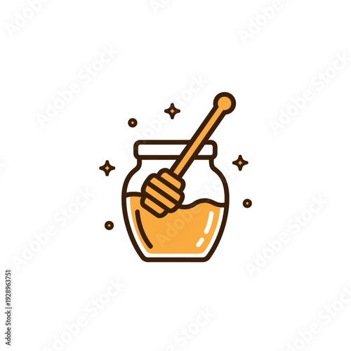 Honey Jar with Dipper Illustration for Food and Beverage Concept