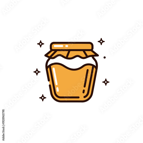 Cute Honey Jar Cartoon Illustration for Food and Sweetness Themes