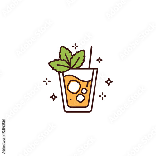Refreshing Citrus Drink with Mint Garnish Illustration