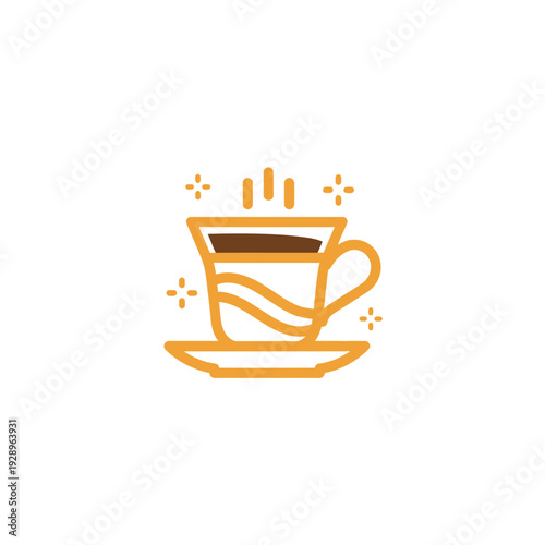 Stylish Coffee Cup Illustration with Steam and Saucer