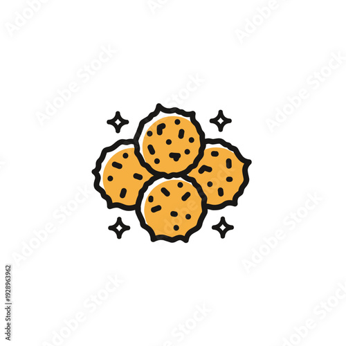 Cute Cookie Illustration with Sparkles and Dots