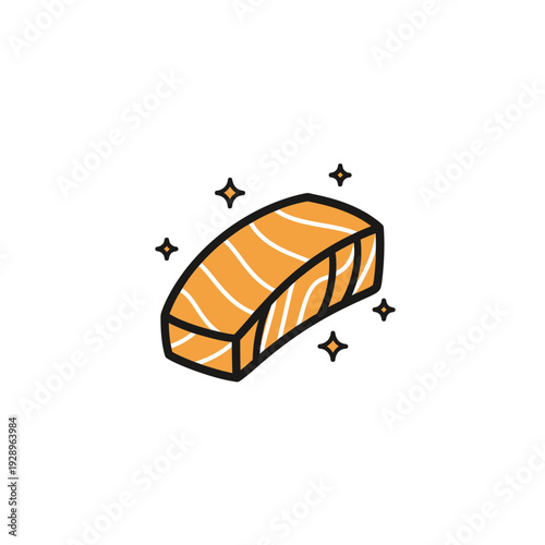 Cartoon Salmon Fillet Illustration for Food Marketing