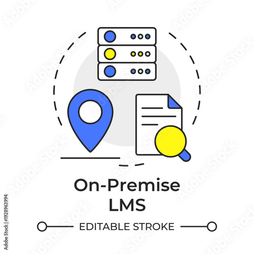 On-premise lms multi color concept icon. Software platform. System infrastructure, data security. Round shape line illustration. Abstract idea. Graphic design. Easy to use in presentation