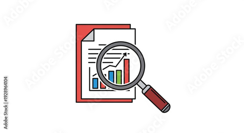 Analyzing financial data with a magnifying glass, business report concept.