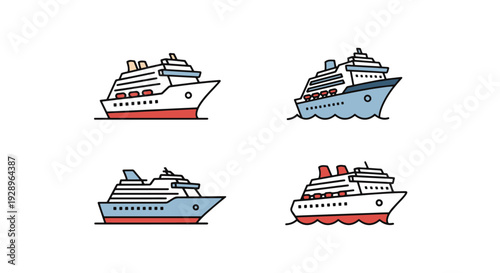 Cruise Ship Model colorful modern art vector