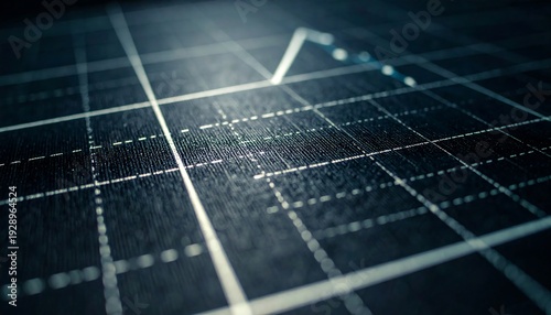 Financial Grid Data: A close-up view of a glowing grid, with data analysis displayed through a line graph, reflecting the dynamic changes of financial markets.