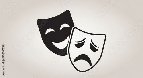 Theatrical comedy and tragedy masks on gray background symbolizing drama and emotions in acting and performance