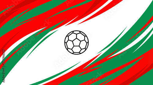 Abstract Dynamic Soccer Background with Red Green and White Waves for Sports Event