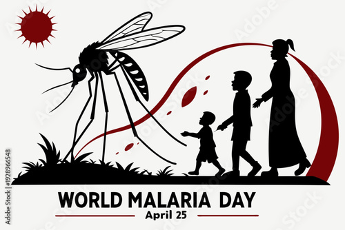 World Malaria Day Family Protection Awareness Illustration