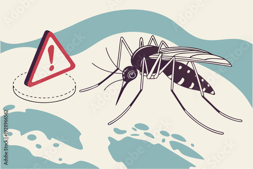 Mosquito Warning Sign Malaria Risk Illustration