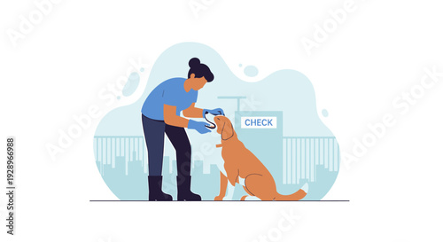 Veterinarian examining a dog during a checkup appointment.