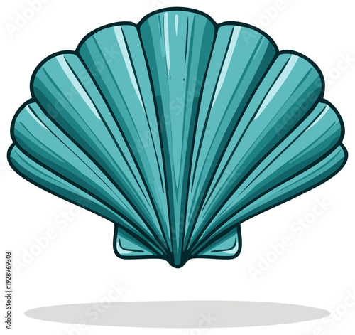 Blue Scallop Seashell Clipart Illustration Marine life Ocean Beach Summer Sea Nautical Vacation Decoration