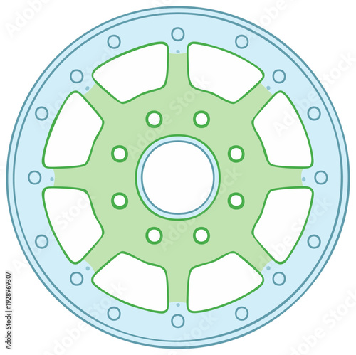Car alloy wheel rim vector icon. Modern multi spoke wheel design.