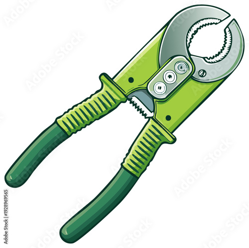 Vibrant green garden pruning shears illustration for horticulture and landscaping tasks