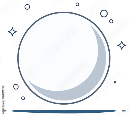 Clean abstract illustration of a shining soap bubble with sparkling star shapes