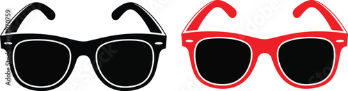 Pair of trendy sunglasses in black and red styles displayed side by side on a clean white background