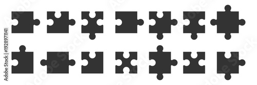 Set of Puzzle jigsaw pieces on white background vector illustration