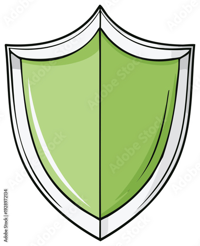 Green medieval shield with silver border protection symbol