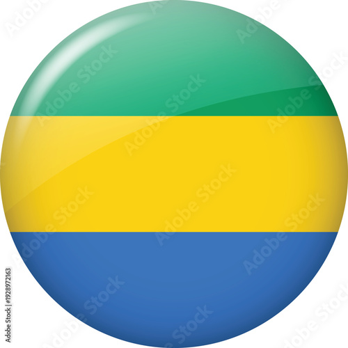 Gabon Flag Glossy Round Button Icon