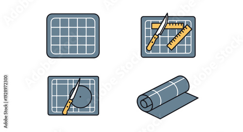 Cutting Mat Line art abstract bold color illustration
