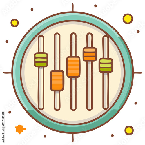 Creative Sound Mixer Controls with Colorful Faders and Dots