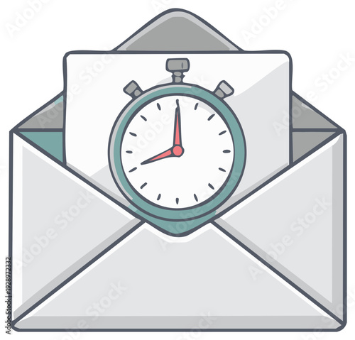 Opened Envelope Containing a Stopwatch Message Timing Timeliness Communication