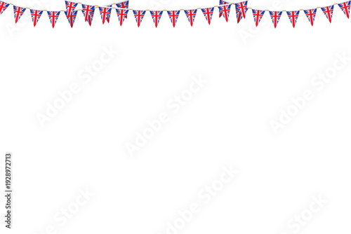 British Flag Bunting Banner with Copy Space for Celebration Background