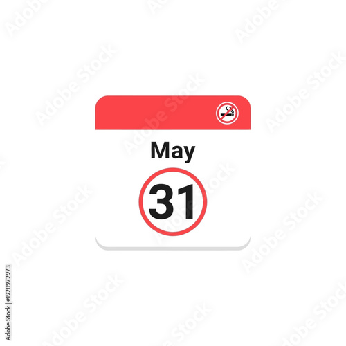 calendar page marked May 31 with a small no smoking symbol