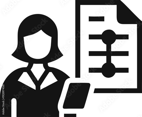 Female Professional Adjusting Settings on a Document with Sliders for Data Optimization and Control