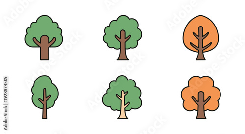 Elm tree Line art bold creative color illustration