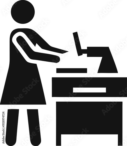 Female professional diligently working at her office desk with a computer and documents