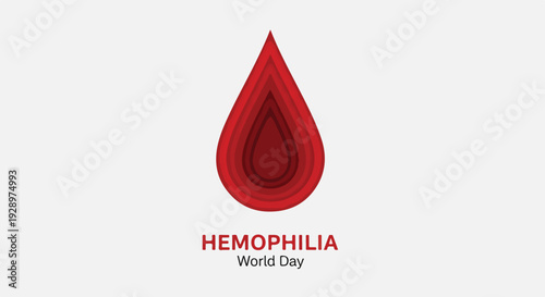 A red teardrop logo with concentric circles and the words 'HEMOPHILIA World Day' on a white background, symbolizing awareness for World Hemophilia Day.