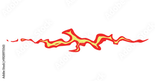 横に細長く伸びる炎のエフェクト。シンプルな火の編集可能なベクターイラスト。辛い味のイメージ