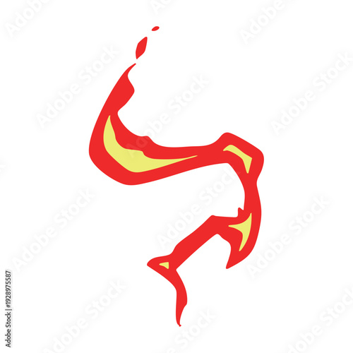 鞭のように燃え上がる炎のエフェクト。シンプルな火の編集可能なベクターイラスト。辛い味のイメージ