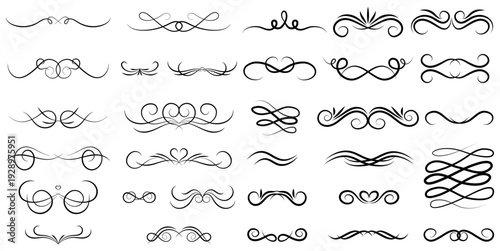 Elegant decorative swirl divider collection vector set.