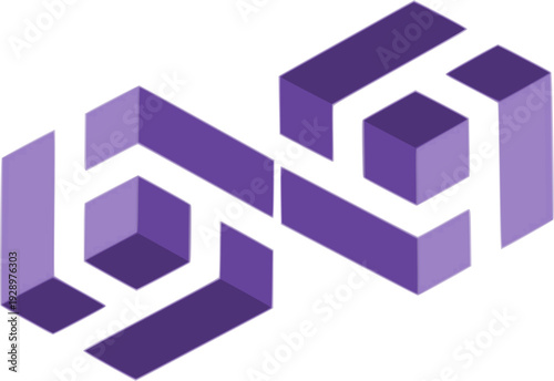 The isometric design forms an abstract infinity symbol with a hollow center, representing multifaceted logic, complex structural integrity, and eternal innovation in technology or engineering sectors.