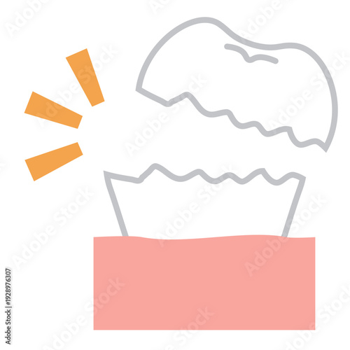 シンプルな歯が折れた（半分欠けた歯）のイラスト