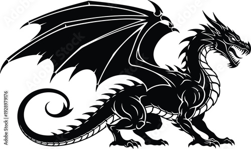 Black silhouette set of artists painting at easels dragon mythic creature people raising hands and farmer in wheat field flavector vector