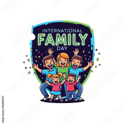 International Family Day celebration with diverse family group