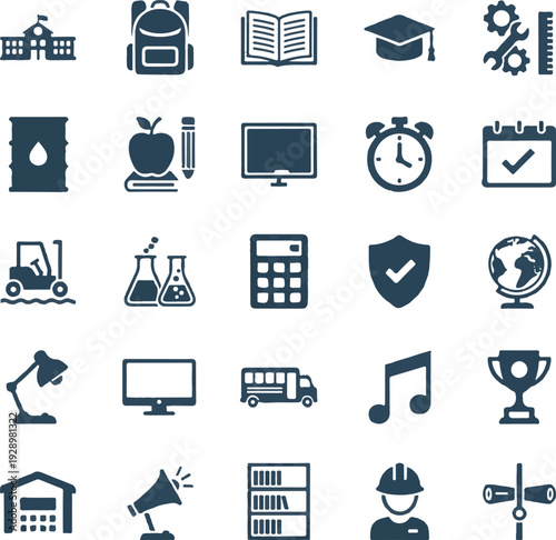 Academic Education and Vocational Training Icon Set