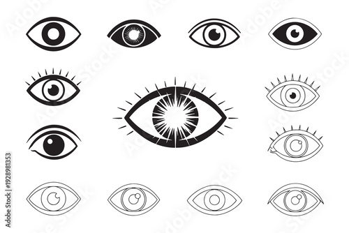 Collection of various eye illustrations in different styles and designs