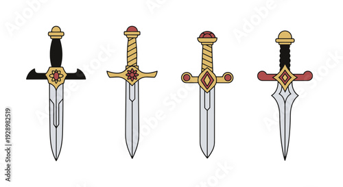 Decorative Dagger soft color vector design
