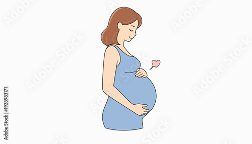 A heartwarming illustration of an expecting mother gently caressing her baby bump, radiating the serene joy of maternity and the beautiful anticipation of new life
